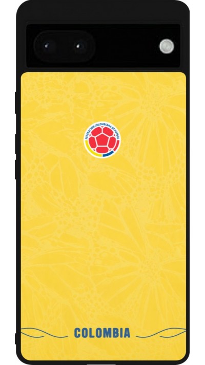 Coque Google Pixel 6a - Silicone rigide noir Maillot de football Colombie 2026 personnalisable