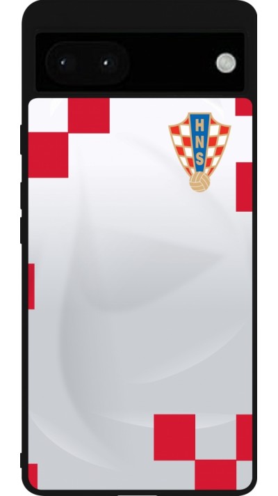 Google Pixel 6a Case Hülle - Silikon schwarz Kroatien 2022 personalisierbares Fussballtrikot