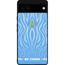 Coque Google Pixel 6a - Silicone rigide noir Maillot de football RD Congo 2026 personnalisable