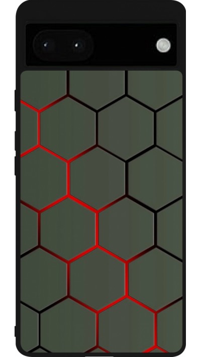 Google Pixel 6a Case Hülle - Silikon schwarz Geometric Line red