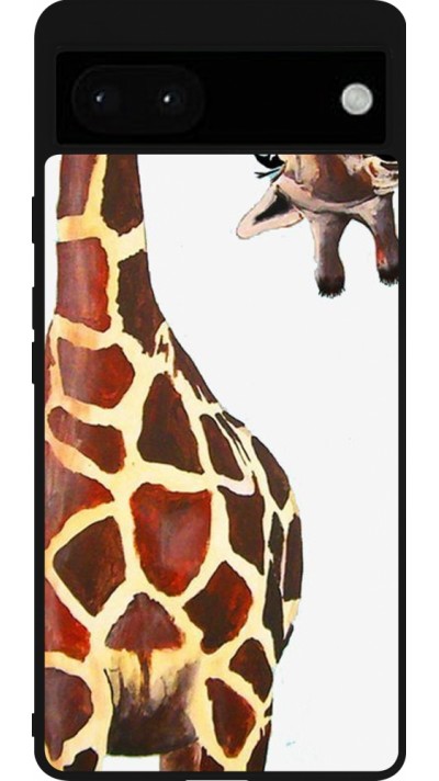 Google Pixel 6a Case Hülle - Silikon schwarz Giraffe Fit
