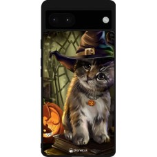 Coque Google Pixel 6a - Silicone rigide noir Halloween 21 Witch cat