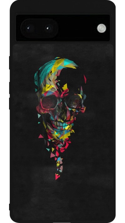 Google Pixel 6a Case Hülle - Silikon schwarz Halloween 22 colored skull