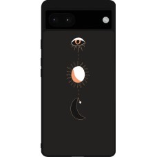 Coque Google Pixel 6a - Silicone rigide noir Halloween 22 eye sun moon