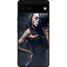 Google Pixel 6a Case Hülle - Silikon schwarz Halloween 22 Tattooed Girl