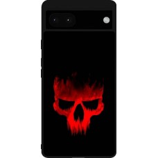 Coque Google Pixel 6a - Silicone rigide noir Halloween 2023 scary skull