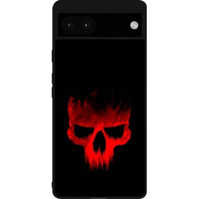 Google Pixel 6a Case Hülle - Silikon schwarz Halloween 2023 scary skull