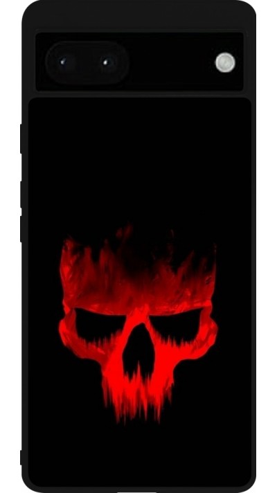Google Pixel 6a Case Hülle - Silikon schwarz Halloween 2023 scary skull
