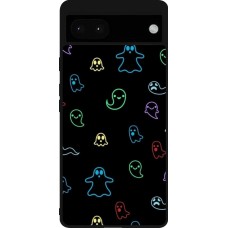 Google Pixel 6a Case Hülle - Silikon schwarz Halloween 2024 colorful ghosts