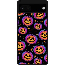 Google Pixel 6a Case Hülle - Silikon schwarz Halloween 2024 rainbow pumpkins