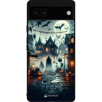 Google Pixel 6a Case Hülle - Silikon schwarz Halloween Spukstadt