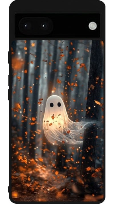 Coque Google Pixel 6a - Silicone rigide noir Halloween 2025 Ghost in the forest