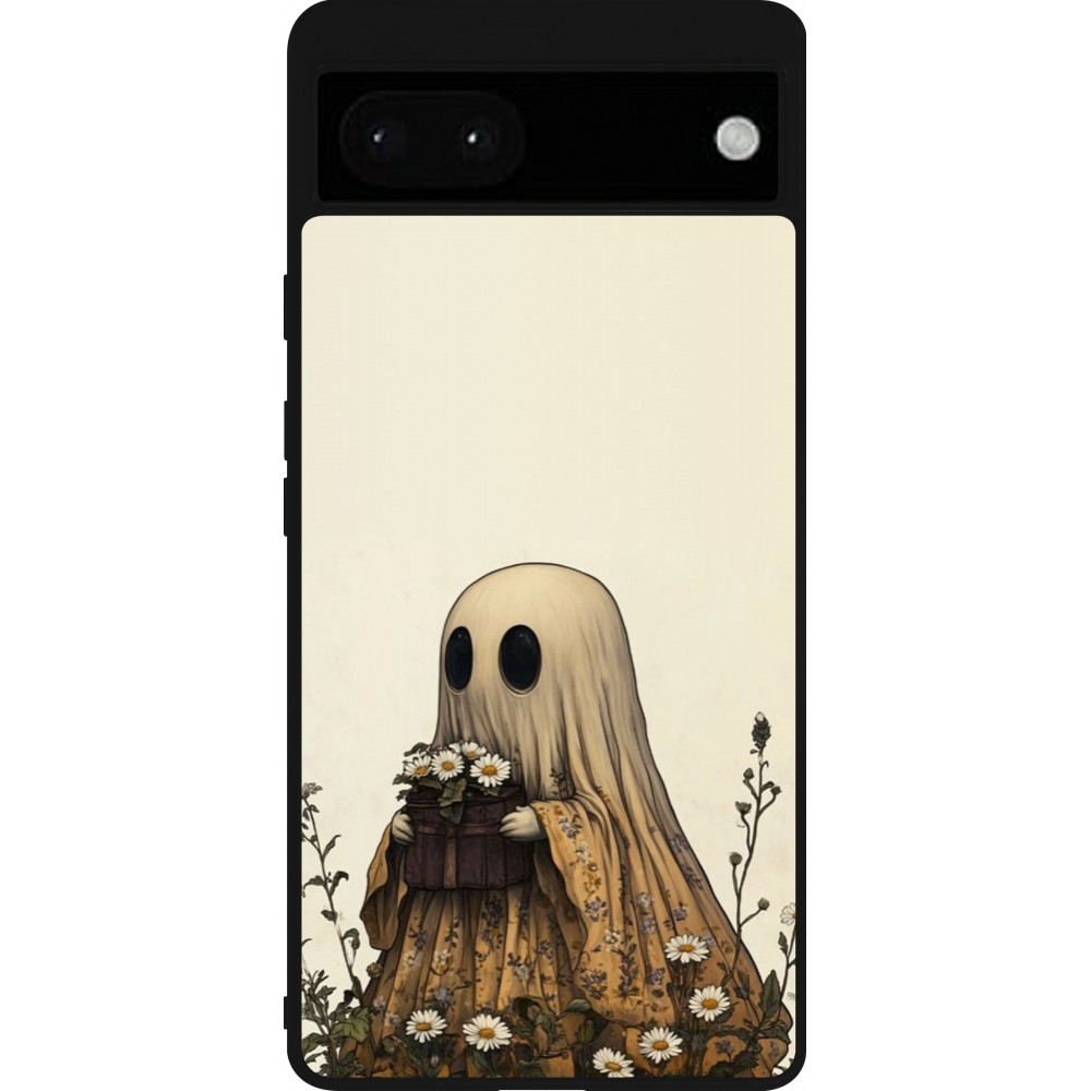 Coque Google Pixel 6a - Silicone rigide noir Halloween 2025 Ghost gardener