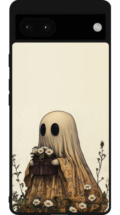 Coque Google Pixel 6a - Silicone rigide noir Halloween 2025 Ghost gardener