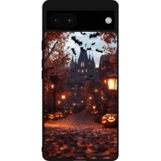 Coque Google Pixel 6a - Silicone rigide noir Halloween 2025 Haunted house