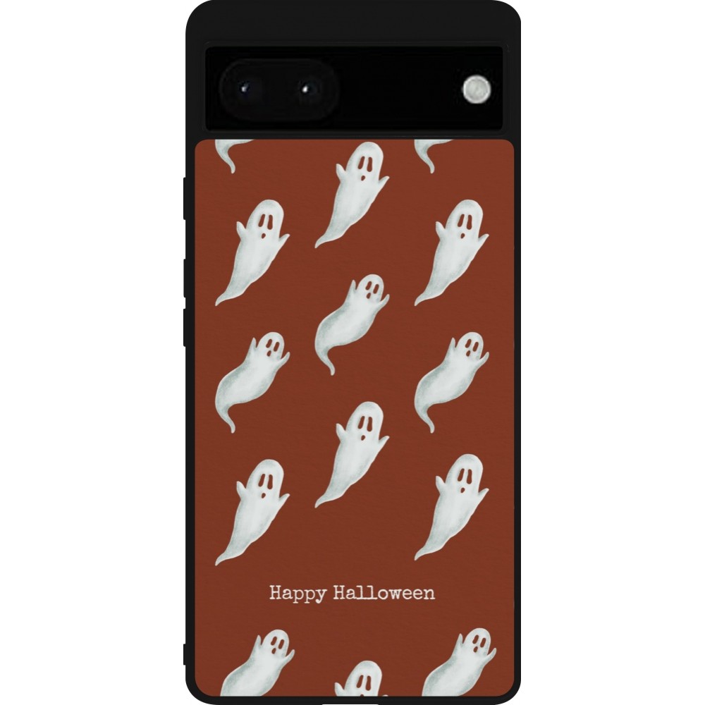 Coque Google Pixel 6a - Silicone rigide noir Halloween 2025 Pattern of ghosts