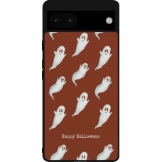 Coque Google Pixel 6a - Silicone rigide noir Halloween 2025 Pattern of ghosts