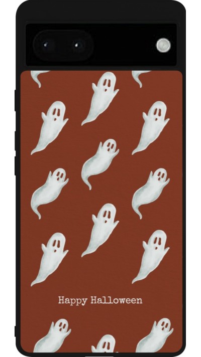 Coque Google Pixel 6a - Silicone rigide noir Halloween 2025 Pattern of ghosts