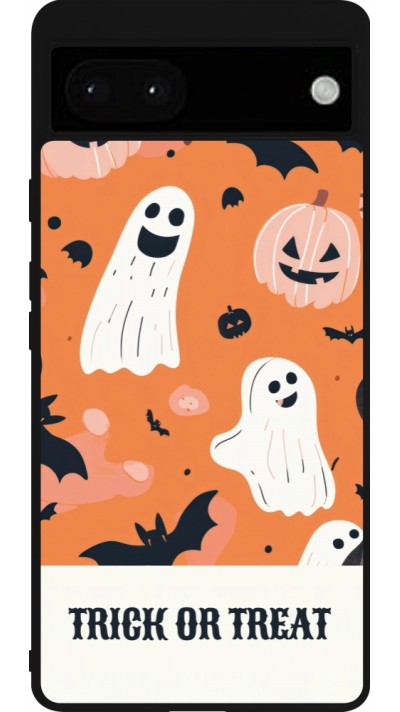 Coque Google Pixel 6a - Silicone rigide noir Halloween 2025 Trick treat