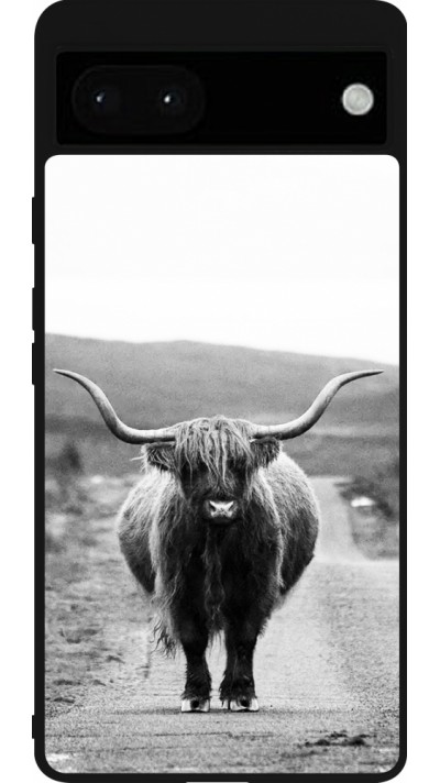 Coque Google Pixel 6a - Silicone rigide noir Highland cattle