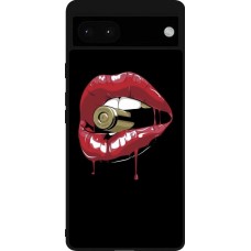 Google Pixel 6a Case Hülle - Silikon schwarz Lips bullet