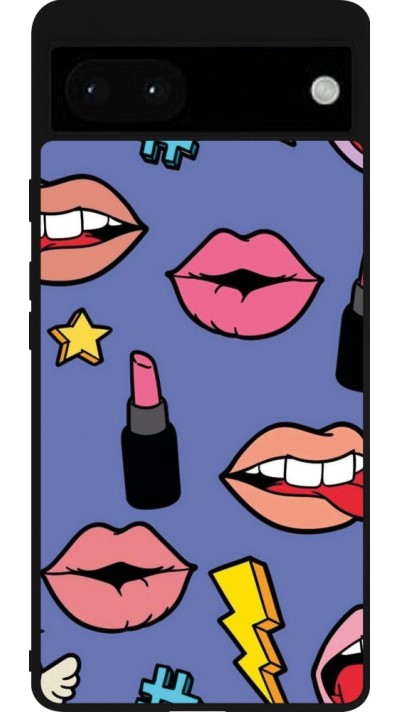 Coque Google Pixel 6a - Silicone rigide noir Lips and lipgloss