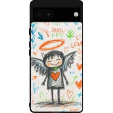Google Pixel 6a Case Hülle - Silikon schwarz Little Angel Sketch Love