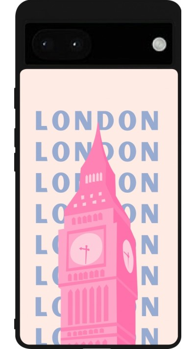 Google Pixel 6a Case Hülle - Silikon schwarz London Pink Print