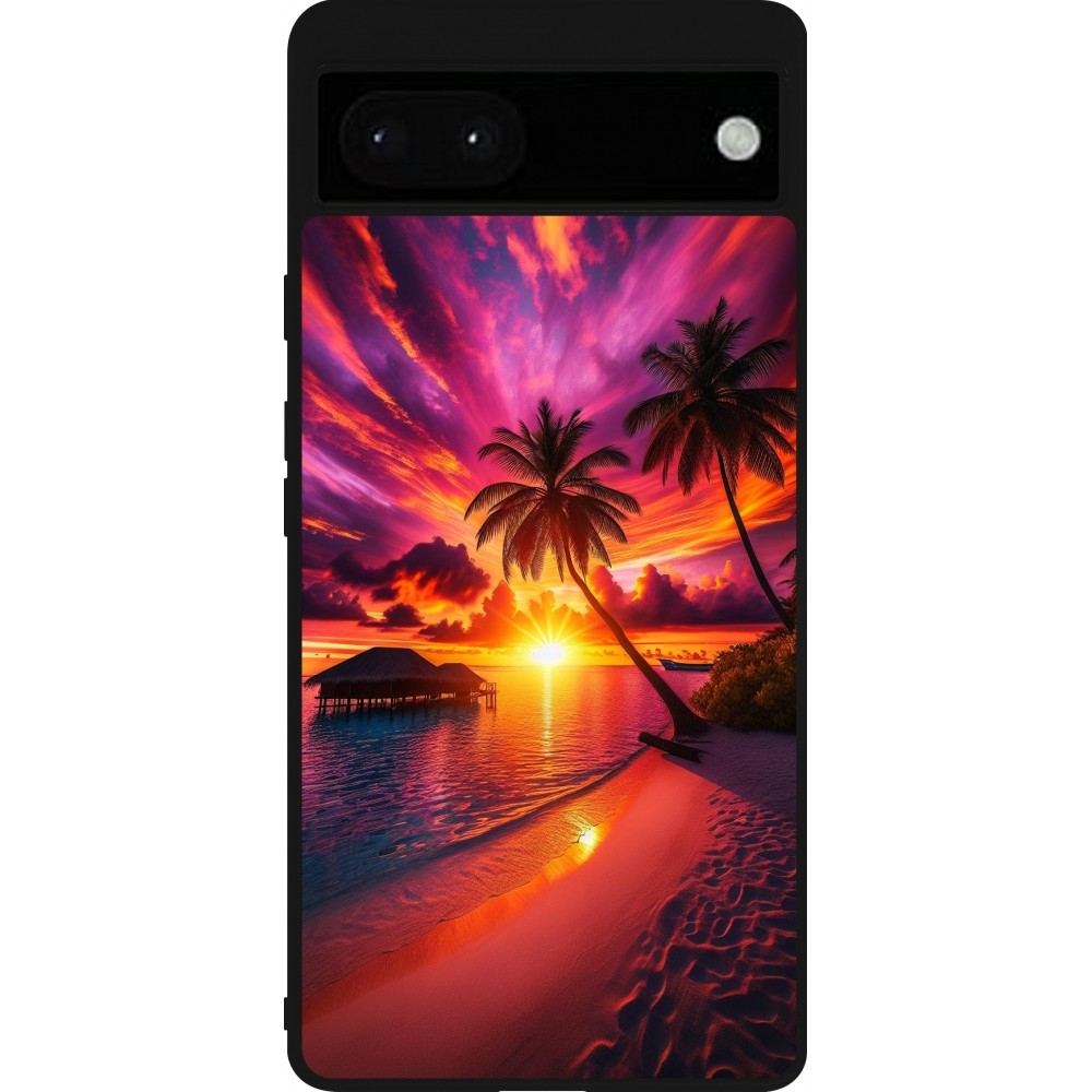 Google Pixel 6a Case Hülle - Silikon schwarz Malediven Abenddämmerung Glückseligkeit