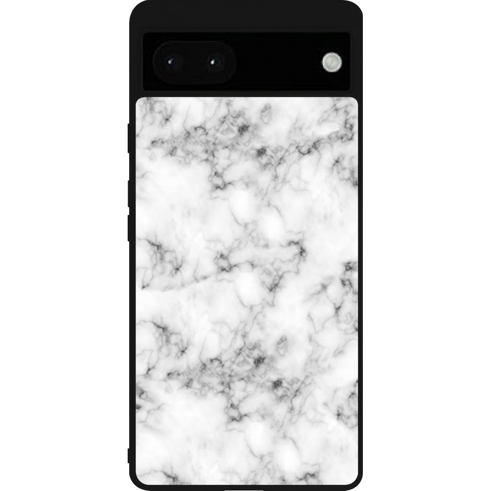 Google Pixel 6a Case Hülle - Silikon schwarz Marble 01