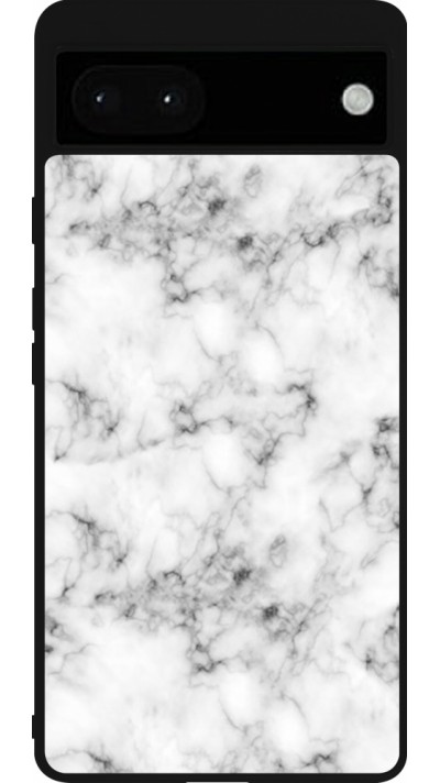 Google Pixel 6a Case Hülle - Silikon schwarz Marble 01