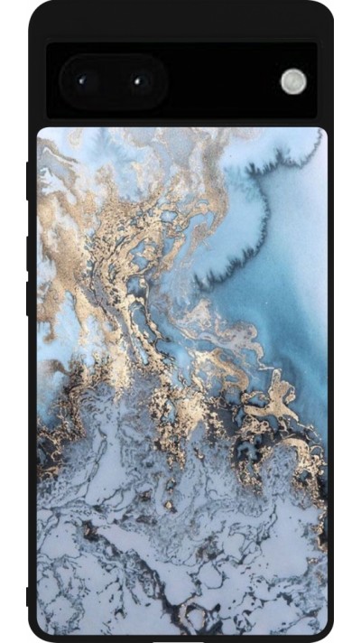 Coque Google Pixel 6a - Silicone rigide noir Marble 04