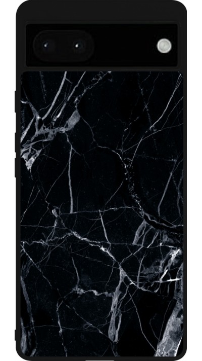 Coque Google Pixel 6a - Silicone rigide noir Marble Black 01