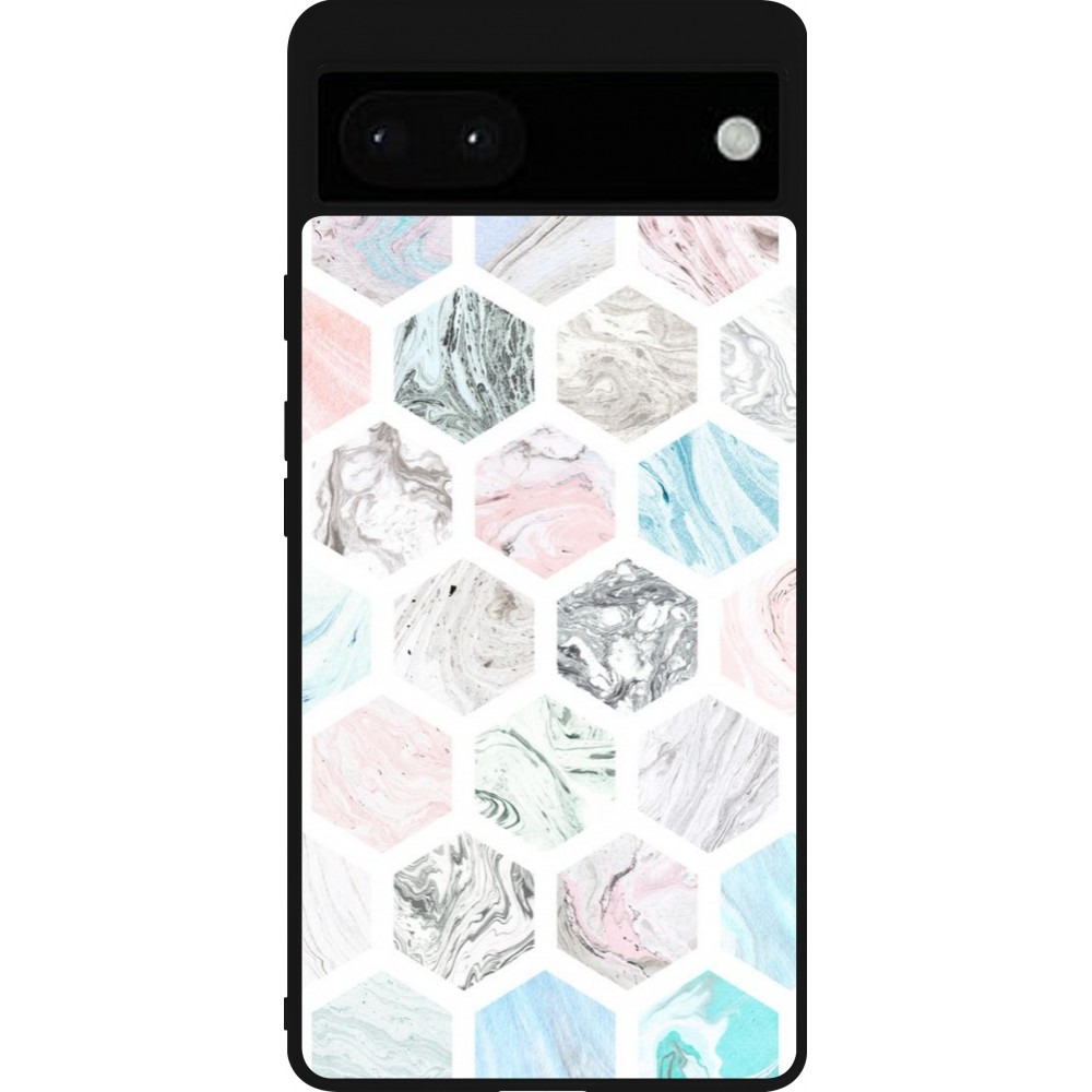 Google Pixel 6a Case Hülle - Silikon schwarz Marble Everything