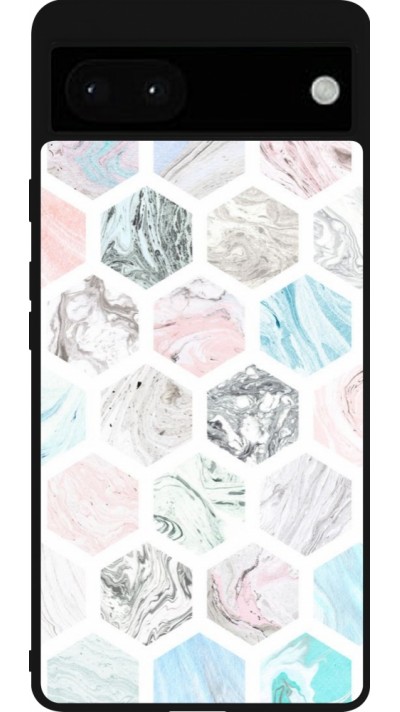 Google Pixel 6a Case Hülle - Silikon schwarz Marble Everything