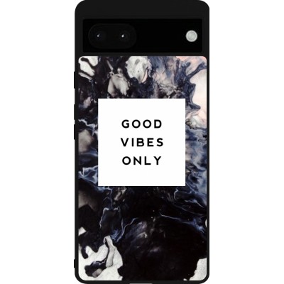 Google Pixel 6a Case Hülle - Silikon schwarz Marble Good Vibes Only