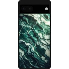 Google Pixel 6a Case Hülle - Silikon schwarz Majestätischer grüner Marmor