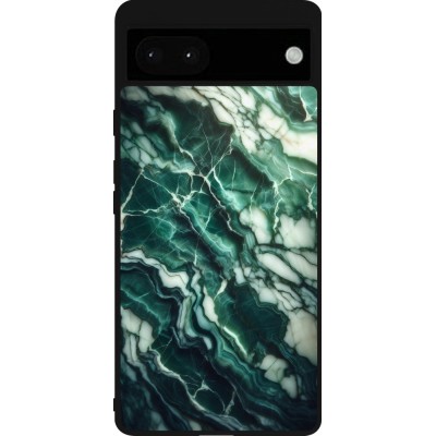 Google Pixel 6a Case Hülle - Silikon schwarz Majestätischer grüner Marmor