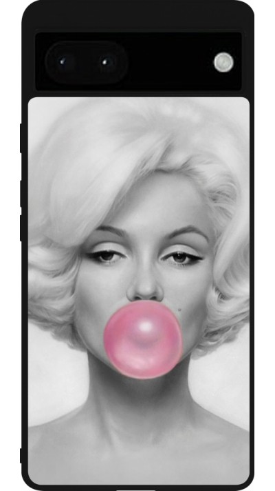 Google Pixel 6a Case Hülle - Silikon schwarz Marilyn Bubble