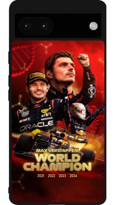 Coque Google Pixel 6a - Silicone rigide noir Max Verstappen Champion 2023
