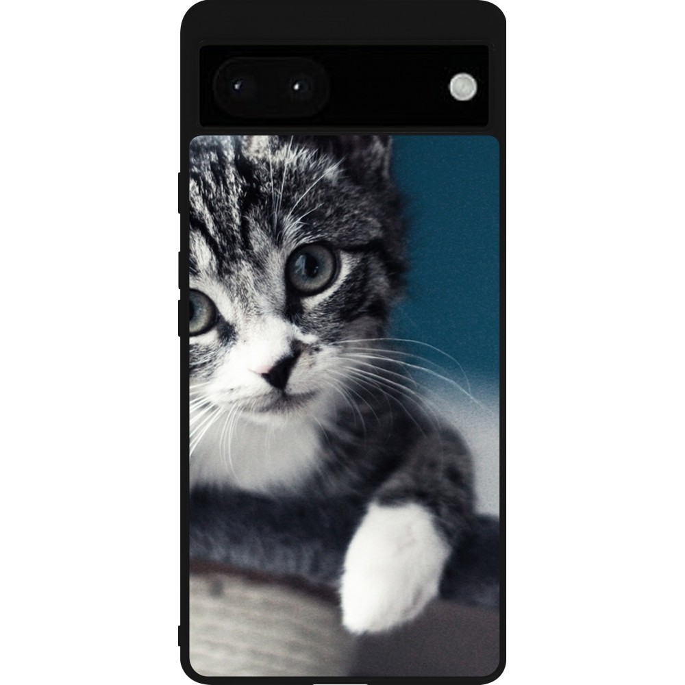 Google Pixel 6a Case Hülle - Silikon schwarz Meow 23