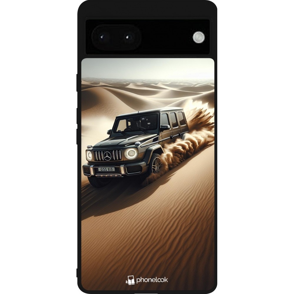 Google Pixel 6a Case Hülle - Silikon schwarz Mercedes G Drift Wueste