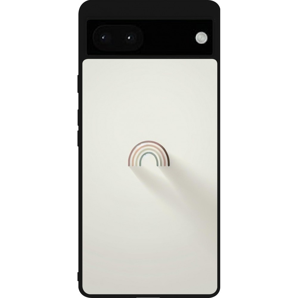 Google Pixel 6a Case Hülle - Silikon schwarz Mini Regenbogen Minimal