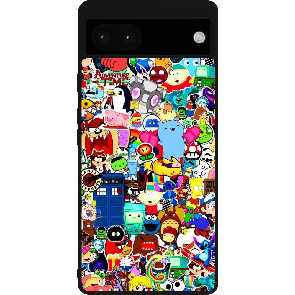 Google Pixel 6a Case Hülle - Silikon schwarz Mixed cartoons