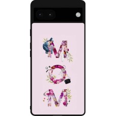 Coque Google Pixel 6a - Silicone rigide noir Mom 2024 girly mom