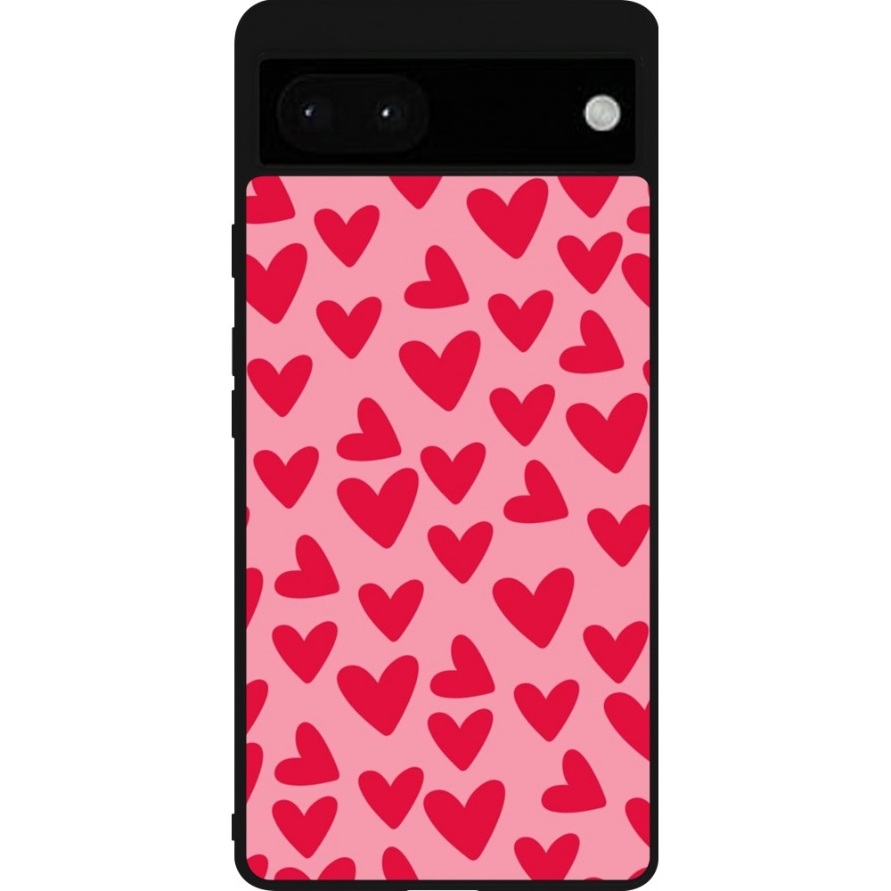 Google Pixel 6a Case Hülle - Silikon schwarz Mom 2024 kleine Herzen