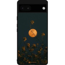 Coque Google Pixel 6a - Silicone rigide noir Moon Flowers