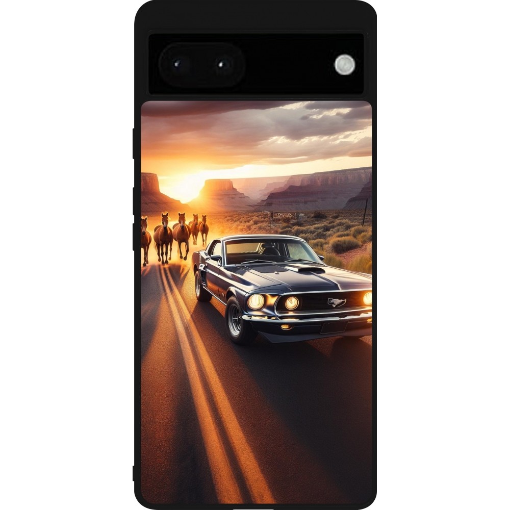 Google Pixel 6a Case Hülle - Silikon schwarz Mustang 69 Grand Canyon