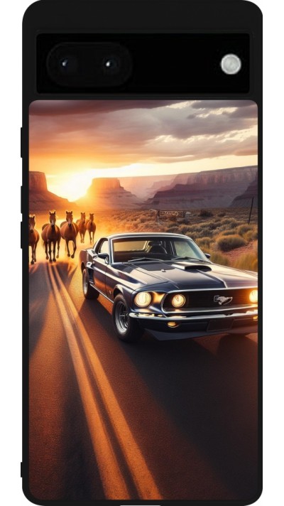 Google Pixel 6a Case Hülle - Silikon schwarz Mustang 69 Grand Canyon