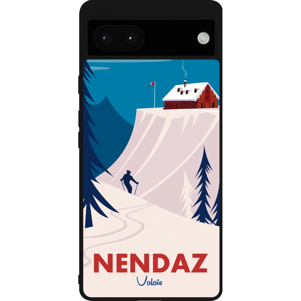 Google Pixel 6a Case Hülle - Silikon schwarz Nendaz Cabane Ski